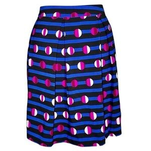 Cynthia Rowley Skirt Women's Pleated Mini Geometric Striped Print Pockets